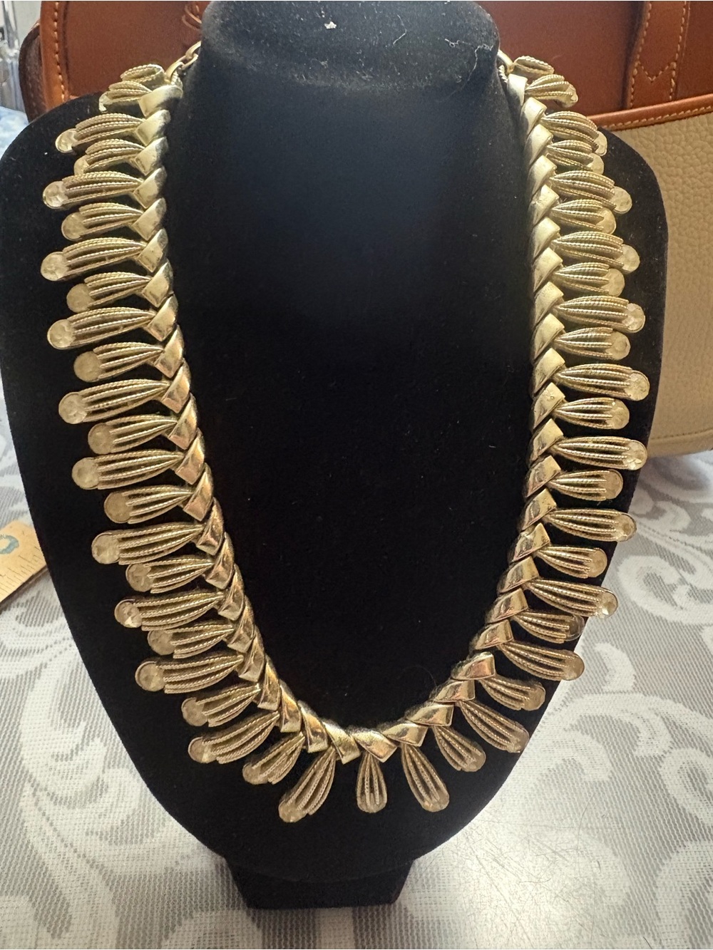 Gold-Tone Statement Necklace - Elegant Leaf Link Design Coro